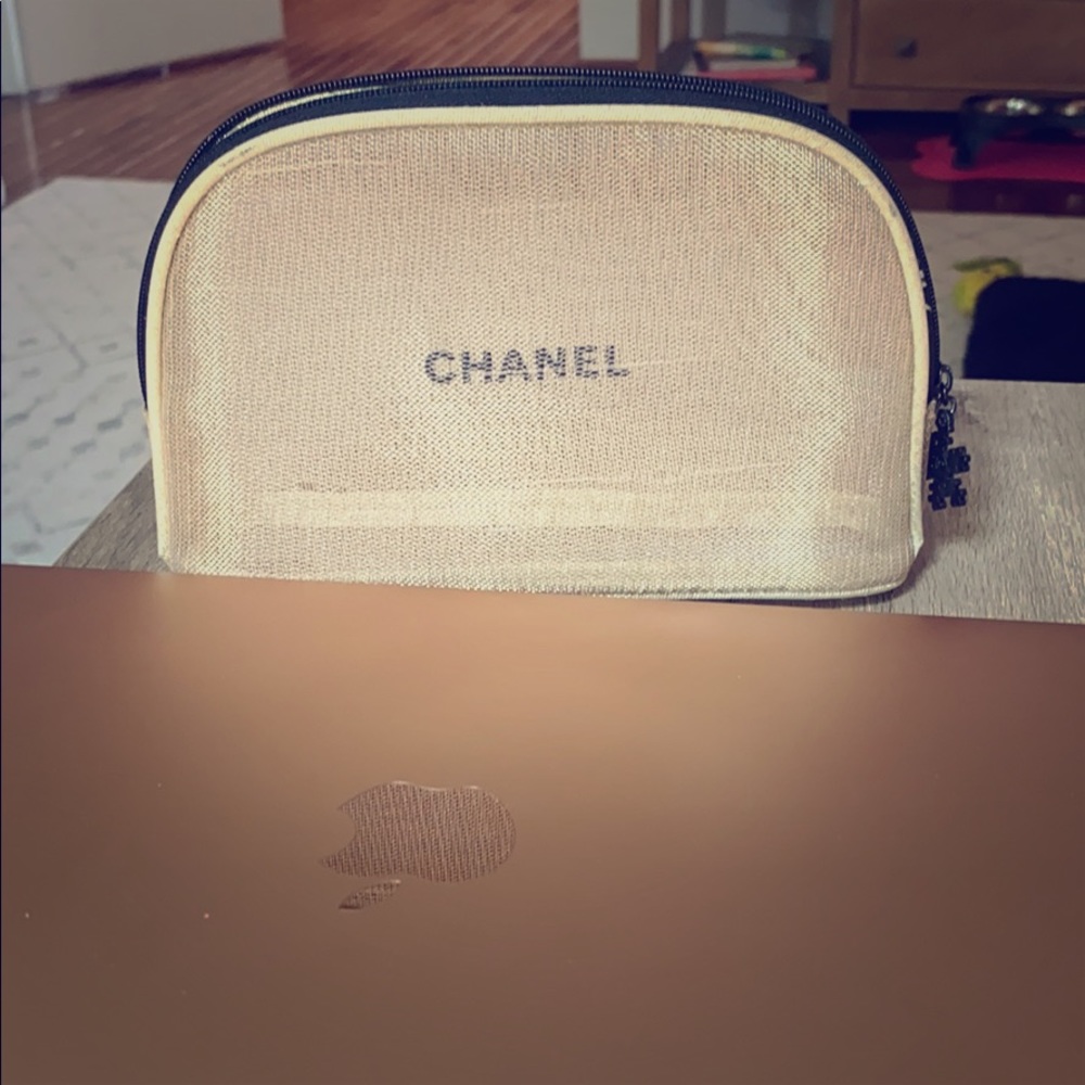 ✨ Authentic Chanel Gold Mesh Zipper Cosmetic Bag